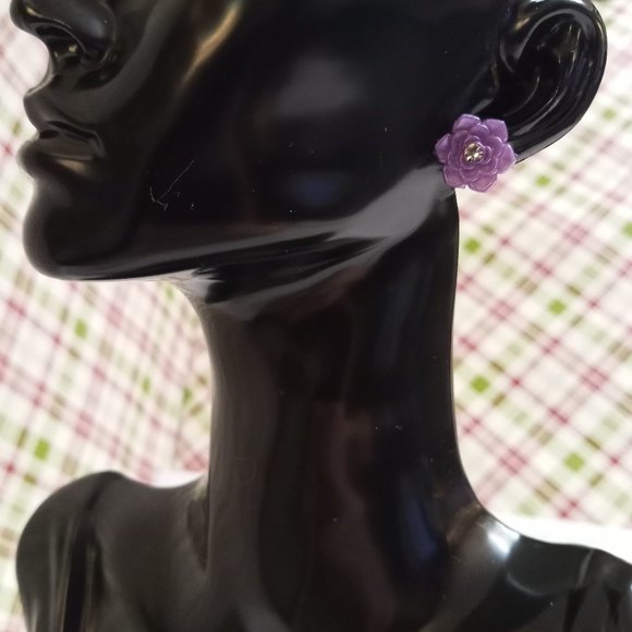 Three Pair Steel Handmade Hand Crafted Resin Flower Stud Earrings Jewelry #51 - Picture 4 of 14